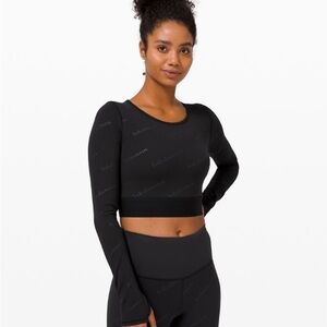 Lululemon Wunder Train LS Crop Emboss